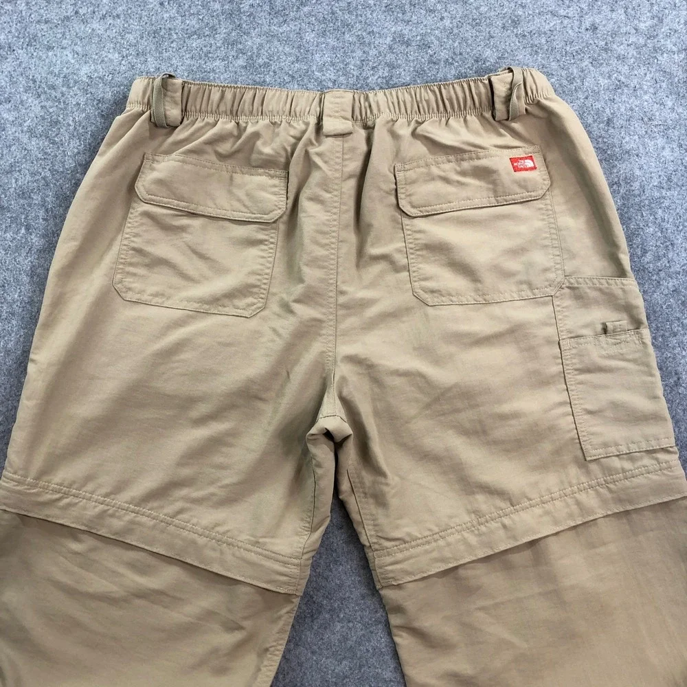 The North Face Mens Cargo Pants XL Tan Convertible Hiking Belted Nylon Outdoors